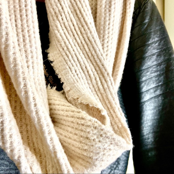 New Tan Textured Infinity scarf | Wrap Neck Scarf - Picture 3 of 8